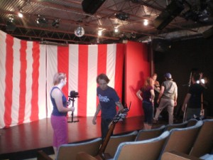 A picture of the movie set we were on with the Circus Chickendog backdrop.  They even used our "Circus" sign!